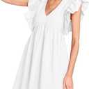 FANCYINN Women's Summer Casual Babydoll Mini Dress Ruffle Sleeveless Deep V Neck High Waist Swing Tunic Dress with Pockets, Size XL