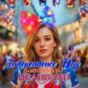 Asooll Light Up 4th of July Headband Red White Blue Bow Star Patriotic Hair Accessories for Women