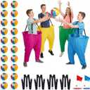 Granny Pants Yard Game Set, Giant Yard Games with 20 Bouncy Balls, 4 Suspenders, Pumps & Flags, Funny & Outdoor Games for Adults and Family, Huge Backyard Games for Lawn, Camping & Party Games