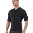 Hevto Men Wetsuit Tops and Vest 3/2mm Neoprene Jacket Surfing Swimming Front Zip Wet Suit for Water Sports (Medium)