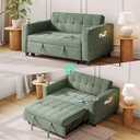 LINSY Sleeper Sofa Bed, 54" Pull Out Couch with Charging Station & Cup Holder, Small 3 in 1 Convertible Loveseat Sleeper Couch for Apartment, Dorm Room, Bedroom and Small Space, Corduroy Green