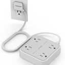 Surge Protector Power Strip, TESSAN 5 ft Extension Cord Flat Plug with 4 Widely Outlets, Indoor Desk Charging Station with Surge Protection for Home, Office Supplies, Dorm Room Essentials