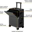 Carry on suitcase Zipperless Luggage,Polycarbonate Aluminum Hard Shell, Expandable Carry-On Suitcase with Spinner Wheels, 24 Inch Cabin