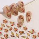 3 x 7Pcs Fall Nail Art Stickers - Glitter Yellow Maple Leaves Gel Sticker for Autumn 3D Decoration - Bling Gold Decals With Tree Leaf Designs - DIY Art Decoration