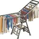 Mimiblack Clothes Drying Rack Foldable, 3 Tier Large Laundry Dryer Stand, Heavy Duty Metal Clothes Airer Dryer Rack with Wheels For Clothing& Bedding &Towels, Indoor & Outdoor Use, 70.8"L17.7"W Gray, 70.8'' Large Outdoor Windproof Clothes Airer Stand