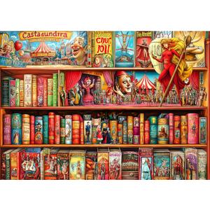 1000 Piece Puzzles for Adults Clearance, Heroes and The Circus Bookshelf House Puzzle for Adults, Challenge Art Jigsaw Puzzles, for Gift Birthday Party Games Family, 27.5X19.7 in Dust Free Puzzle