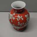 Vintage Chinoiserie Floral Ceramic Vase, Large Rustic Pottery Vases for Living Room, Entryway, Dining Table Centerpiece, Farmhouse Home Dcor, Floor or Tabletop Flower Vase, (Red)
