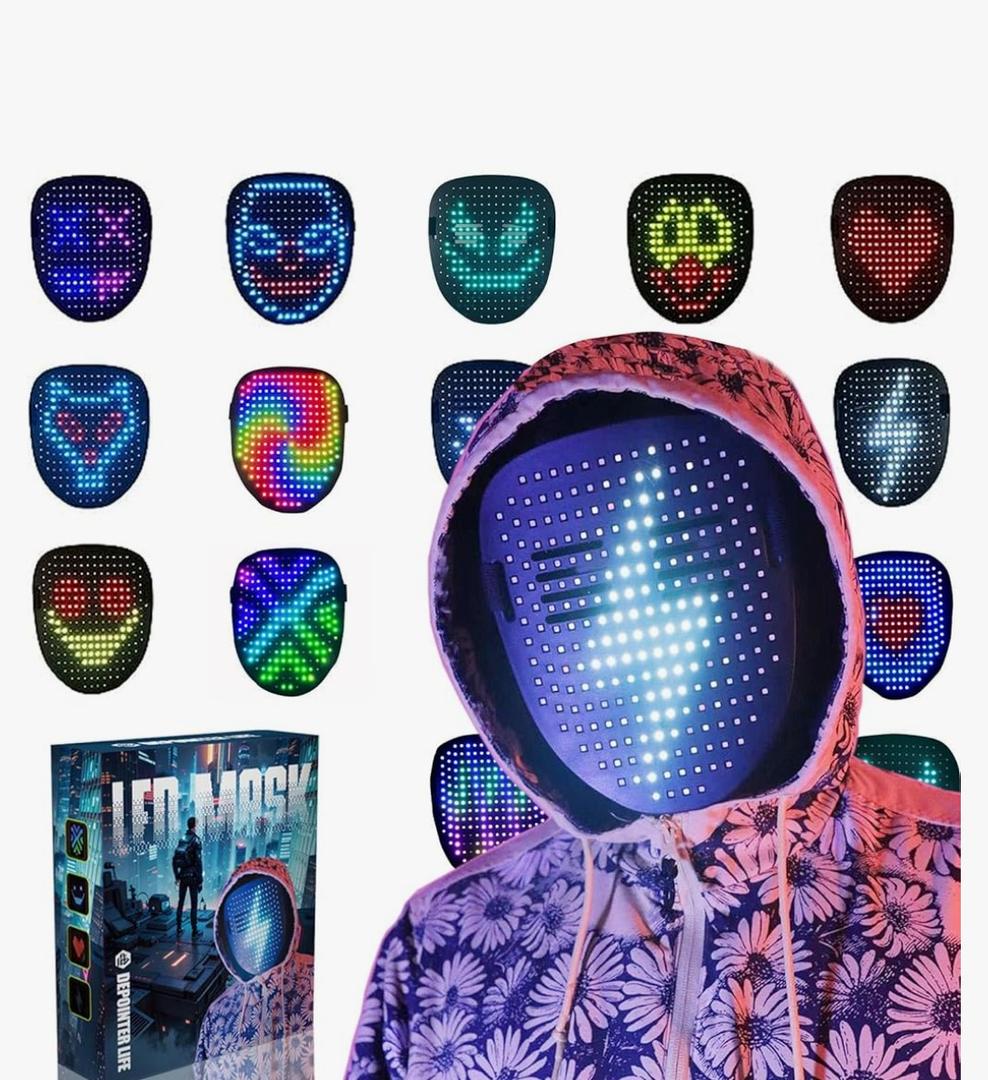 Depointer Life LED Mask Light up Masks With Gesture Sensing, Cool Toys Masks Teen Boys Gifts for Halloween Christmas Birthday