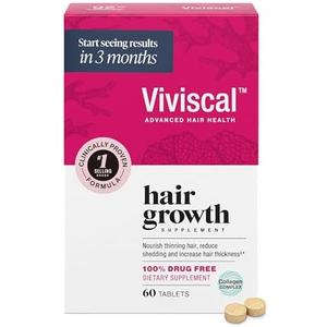 Viviscal Hair Growth Supplements For Women For Thicker, Fuller Hair, Nourishes Thinning & Loss, With Proprietary Collagen Complex, 51 Tablets. Exp. 10/2027