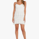 Juniors' Tiered Mini Corset Dress W/Lace Center, Back Zipper & Straps - Casual Daytime Spring & Summer Wear size 11