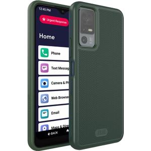 TUDIA MergeGrip for Jitterbug Smart 4 Case T608G, [Military Grade Drop Tested] Shockproof Protection Slim Rugged Dual Layer Heavy Duty Phone Cases for Senior - Pine Green