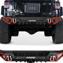 OEDRO Off Road Rear Bumper Combo Compatible with 2007-2018 Jeep Wrangler JK & JKU Unlimited (2/4 Doors), Full Width Back Bumper with Hitch Receiver & 2 x D-Rings