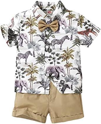 JEELLIGULAR Toddler Baby Boy Summer Clothes Short Sleeve Button Down Shirt Shorts Set Gentlemen Casual Outfits 1-5 year