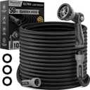 Garden Hose, Flexible Ultra Lightweight Durable, Kink-Free Water Hose with 10 Function Sprayer - Non-Shrinking, Easy to Store, All-Weather, High-Pressure, Black (50 FT)