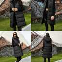 PUWEI Long Puffer Vest Women Quilted Hooded Vest Padded Sleeveless Coat Jackets With Pockets (Black, M)