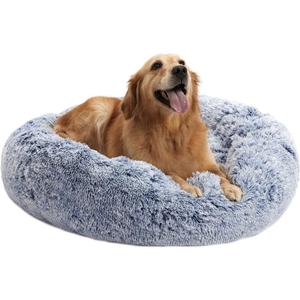 Bedfolks Calming Donut Dog Bed - 36 Inch Round Plush Beds for Large Dogs, Anti-Anxiety Machine Washable (Navy Blue, Large) Bedfolks Calming Donut Dog Bed - 36 Inch Round Plush Beds for Large Dogs, Anti-Anxiety Machine Washable (Navy Blue, Large)