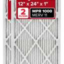 Filtrete 12x24x1 AC Furnace Air Filter, MERV 11, MPR 1000, Micro Allergen Defense, 3-Month Pleated 1-Inch Electrostatic Air Cleaning Filter, 2 Pack (Actual Size 11.719x23.72x0.85 in)