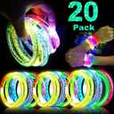 20 Pack LED Light Up Bracelets Glow in The Dark Party Supplies,Colorful Flashing Bracelet Light Up Toys Birthday Gifts Goodie Bags Fillers Pool Party Favors Toys Cristmas Wedding Halloween Glow Sticks