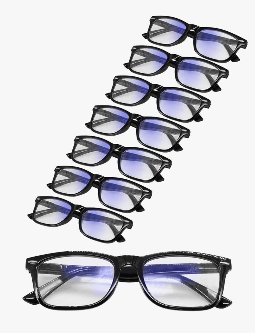 5-Pack Reading Glasses Blue Light Blocking for Men Women, Anti Glare Lightweight Glossy Black Eyeglasses, Magnification Strength: 5.5 x