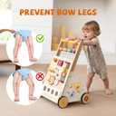 Wooden Baby Walker with Activity Center  Montessori Push Walker Toys for Boys & Girls 18 Months+  Educational Toddler Learning Walker with 10-in-1 Sensory Games