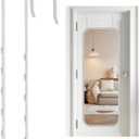 Over-The-Door Mirror Hanger, Adjustable 13.6 in Door Mirrors Hanger with Protective Lining, Prevent Scratches, 2 Pcs Mirrors Brackets Perfect Height and Fit (Mirror Not Included) - White