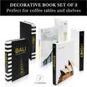 Decorative Books for Home Decor - Black and Gold Foiled Decor Books for Coffee Table - Decorative Hardcover Display Faux Books for Bookshelf Fashion Designer Books Decor Set of 3
