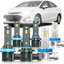 Fit for Chevrolet Chevy Cruze 2016-2019 Light Bulbs(without Projector Version), High/Low Beam Fog Light Bulbs Combo, 800% Brightness, 6000K Cool White, Plug and Play, Pack of 6