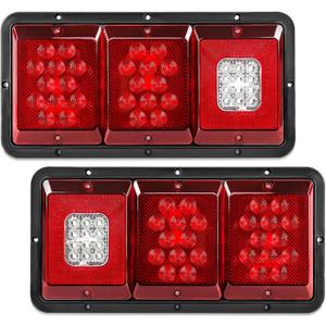 2Pcs Triple Tail Lights 36 LED, Rectangle Vertical or Horizontal Mount Waterproof Trailer Camper RV Tail Lights Stop Turn Tail Backup Reverse Lights Taillights