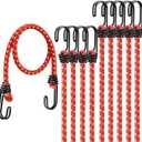 24" Elastic Bungee Cords with Hooks: 10 Pcs Bungee Cords Heavy Duty Outdoor, Bungie Cord Bundle Assortment with Metal Hook, Bungee Straps for Kayaking, Camping, Garage Storage
