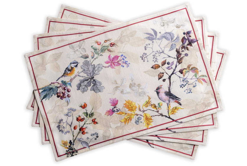 Maison d' Hermine Placemats Set of 4 100% Cotton Washable Cloth Place Mats, Reusable Table Mats for Thanksgiving Christmas Decorations Kitchen Dining Party Wedding (Equinoxe - Beige, 13" x 19")