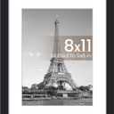 upsimples 8x11 Picture Frame, Display Pictures 6x8 with Mat or 8x11 Without, Wall Hanging Photo Frames, Black, 1 Pack