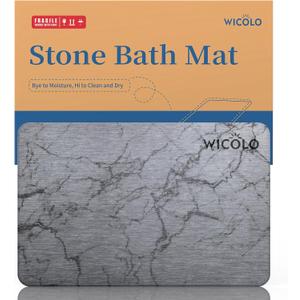 Bath Stone Mat, Diatomaceous Earth Shower Mat Non Slip Instantly Removes Water Drying Fast Bathroom Mat Natural Easy to Clean (23.5 * 15inch, Grey Marble) (1'3" x 1'11" (Rectangular))