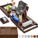 Yirilan Bathtub Trays for Tub,Bath Tray, Foldable Bathtub Caddy,Brown