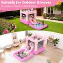 MUKDIY Inflatable Bounce House with Pool & Slide, 12x6.2ft Water Park Jumping Castle for Kids,Heavy-Duty 840D Oxford Fabric, Ages 3-8, Includes 350W Blower, 8 Stakes, (Up to 3 Kids), Light Pink