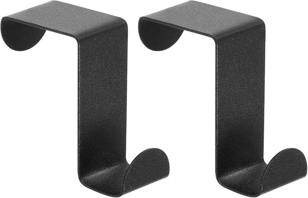 uxcell Over The Door Hooks,2pcs - Stainless Steel Door Hangers Hooks, S-Shaped Double Hooks for Hanging Clothes, Hats, Towels (Black)