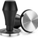 Normcore 58.5mm Espresso Coffee Tamper V4 - Spring Loaded Tamper With Stainless Steel Ripple Base - 15lb / 25lb / 30lbs Replacement Springs - Anodized Aluminum Handle and Stand (Black)