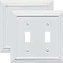 Classic Architecture Wall Plates,Light Switch covers, Electrical Outlet Covers, Duplex receptacle wall plates,Mid Size Bamboo Fiber Material Switch plates Pure White (2 Gang Toggle 2PK)