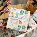 2 x Garbendy Plant Wrapping Paper - Mini Roll -17in x 32.8ft,Metallic Gold Foil Flowerpots,Floral Wrapping Gift Paper for Baby Shower, Birthday, Bridal Shower,Wedding,Party and more