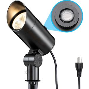 SUNVIE 30W Spot Lights Outdoor 120V Dusk to Dawn Outdoor LED Spotlight Plug in with Photocell Sensor 3000K Waterproof Bright Flag Pole Light for Yard Tree Garden Landscape Lighting with Stake 6FT Cord