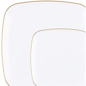Organic Square White Gold Rim Plates, 8.5 Inch, Case of 120 (12 packs x 10)