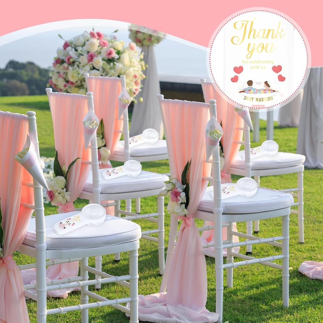 1 Pcs Wedding Favor Small Personal Portable Fan Mini Handheld Fan Bulk Small Fans Cute Fans for Guest Women Men Travel Camping (Bride & Groom)