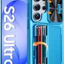 Vizvera for Samsung Galaxy S26 Ultra Case Wallet RFID [Cards Holder][Camera Cover][Edge Raised] Full Body Rugged Shockproof Silicone Phone Case for Galaxy S26 Ultra 6.9" 2026,Lake Blue