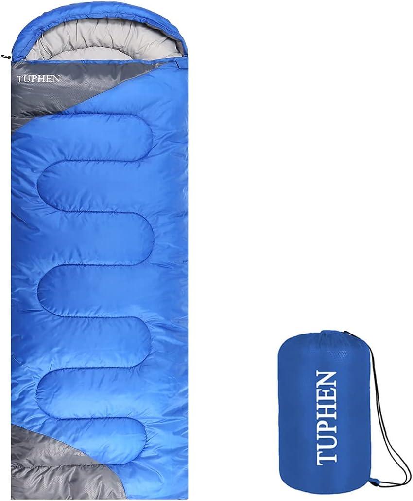 tuphen- Sleeping Bags for Adults Kids Boys Girls Backpacking Hiking Camping Microfiber Liner, Cold Warm Weather 4 Seasons Indoor Outdoor Use, Lightweight & Waterproof (3lb-Blue Grey)