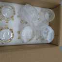 Rubtlamp 12 Pack Clear Gold Crown Candle Holder, Glass Tealight Candle Holder, Crystal Votive Candle Stand with Gold Tips for Dining Table Centerpiece, Wedding,Party,Dinner, Home Table Decor