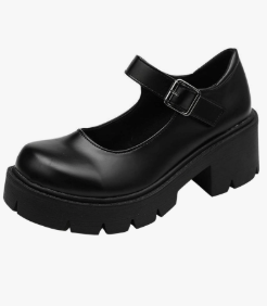 Women's Platform Mary Janes Chunky Heel Ankle Strap Uniform Dress Shoes Heeled Gothic Lolita Oxfords, 37