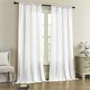 DONREN Semi Sheer Curtains 72 Inch Length for Living Room, Rod Pocket Back Tab Linen Curtains Light Filtering for Bedroom, 50" Width, White, 2 Panels
