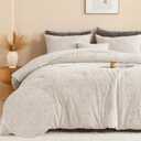Andency Comforter Set, Rabbit Faux Fur Bedding 3 Pcs, King