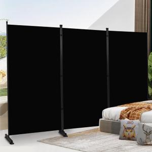 Room Divider 6ft Room Dividers and Folding Privacy Screens, 3 Panel Partition Room Divider Fabric Panel, Indoor Wall Divider for Room Separation Freestanding Space Separators for Bedroom Office Studio (Black)