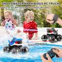 Gesture Sensing Amphibious Remote Control Gray Shark Monster Truck with Water Squirt 4WD 1:16 RC Car All-Terrain Waterproof RC Tank Pool Toy Outdoor Summer Gifts for Kids Age 6+2 Replaceable battery)