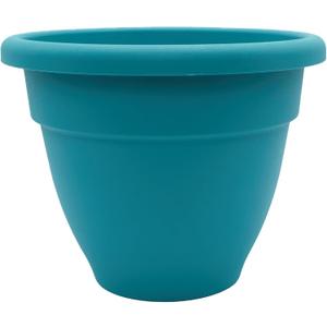 The HC Companies Caribbean Planter Pot - Outdoor & Indoor Plant Pot with Drainage Hole & Plug - Rolled Rim Plastic Pots for Plants & Flowers - Decorative Plant Pot (16" Dusty Teal, Pack of 1)